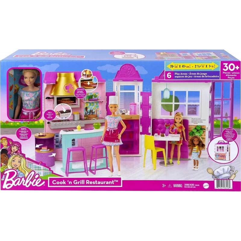 Barbie Mobilier Coffret Restaurant Avec Une Poupée Incluse, Plus De 30 Accessoires 1 Barbie Mobilier Coffret Restaurant Avec Une Poupée Incluse, Plus De 30 Accessoires