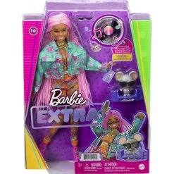 Coffret Poupée Barbie Extra Cheveux Tressés Roses, Look Tendance