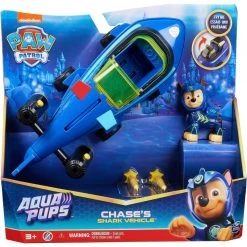 Pat Patrouille Aqua Pups - Voiture + Figurine Chase - Voiture Pat Patrouille Chase