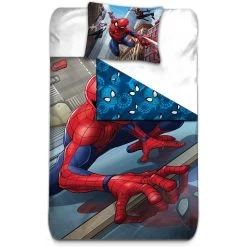 Spiderman Housse De Couette Réversible Avec Taie D'oreiller, Microfibre, Rouge, 200x140 Cm
